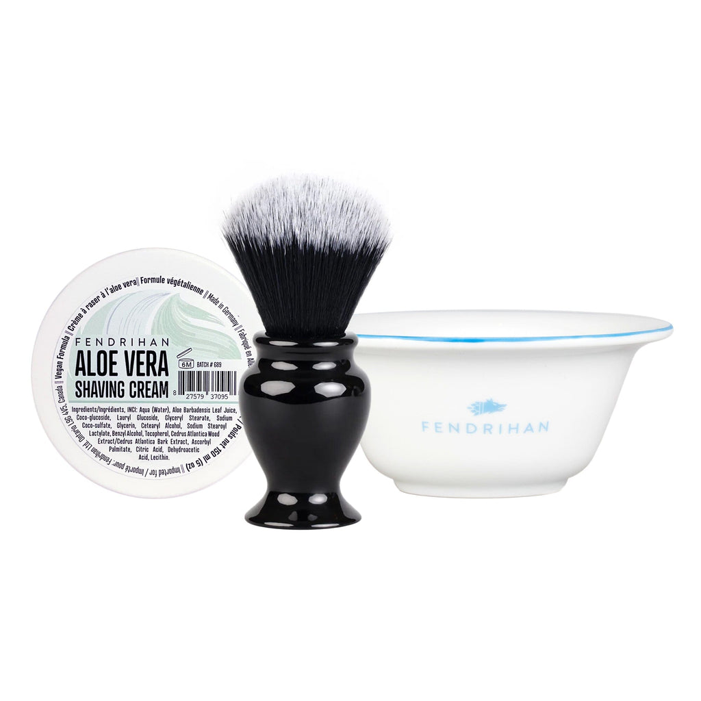 Fendrihan Shaving Cream, Porcelain Shaving Bowl and Shaving Brush Set, Save $15 Shaving Set Fendrihan Aloe Vera Light Blue 