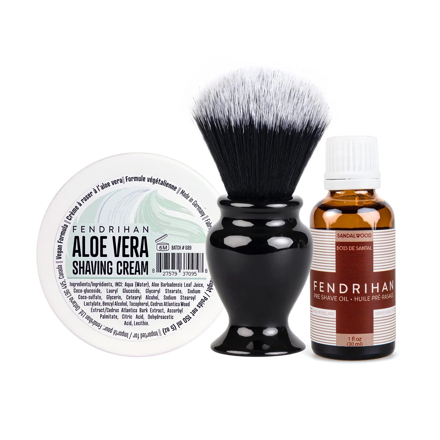Fendrihan Pre-Shave Oil, Shaving Cream and Shaving Brush Set, Save $15 Shaving Kit Fendrihan Aloe Vera Sandalwood 