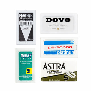 50pc Razor Blade Sampler: Personna Platinum Chrome, DOVO, Derby, Black Feather and Astra Razor Blades Fendrihan 
