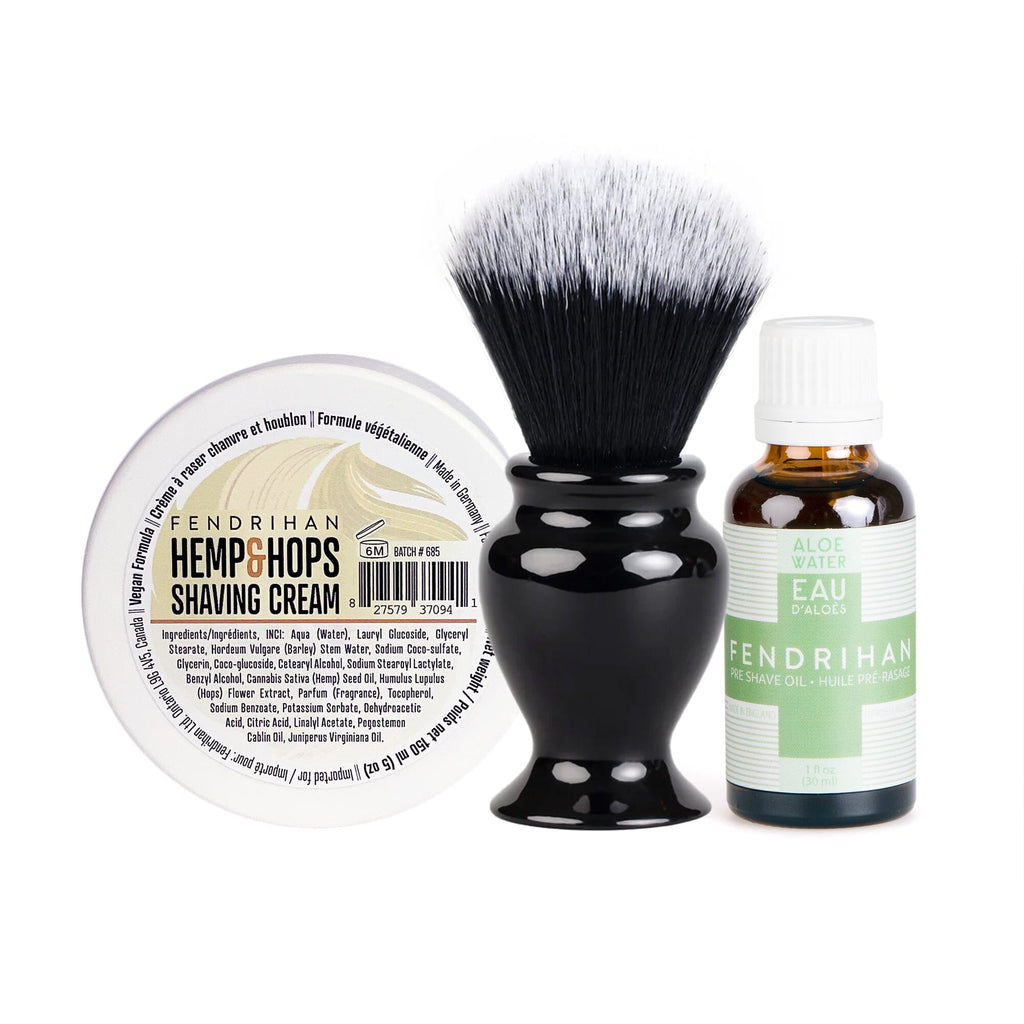 Fendrihan Pre-Shave Oil, Shaving Cream and Shaving Brush Set, Save $15 Shaving Kit Fendrihan Hemp & Hops Aloe Water 