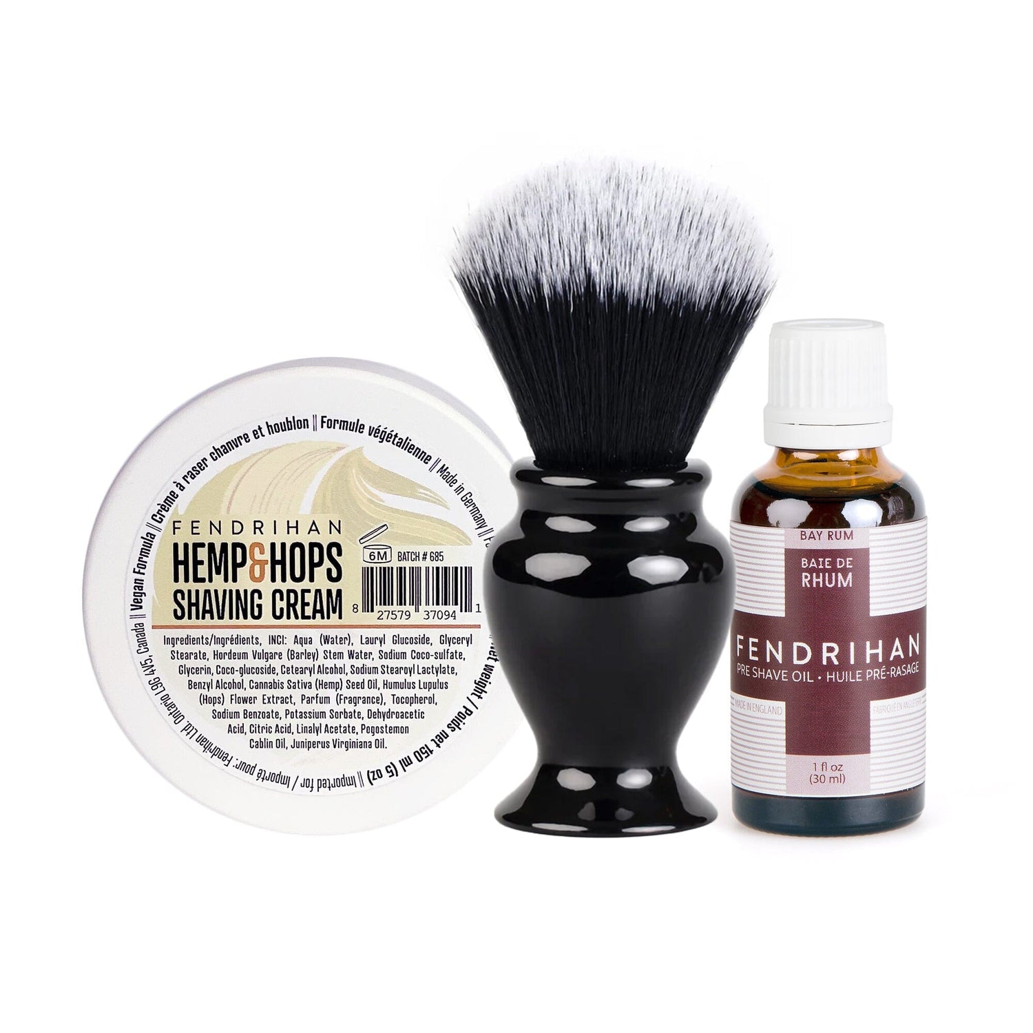 Fendrihan Pre-Shave Oil, Shaving Cream and Shaving Brush Set, Save $15 Shaving Kit Fendrihan Hemp & Hops Bergamot 