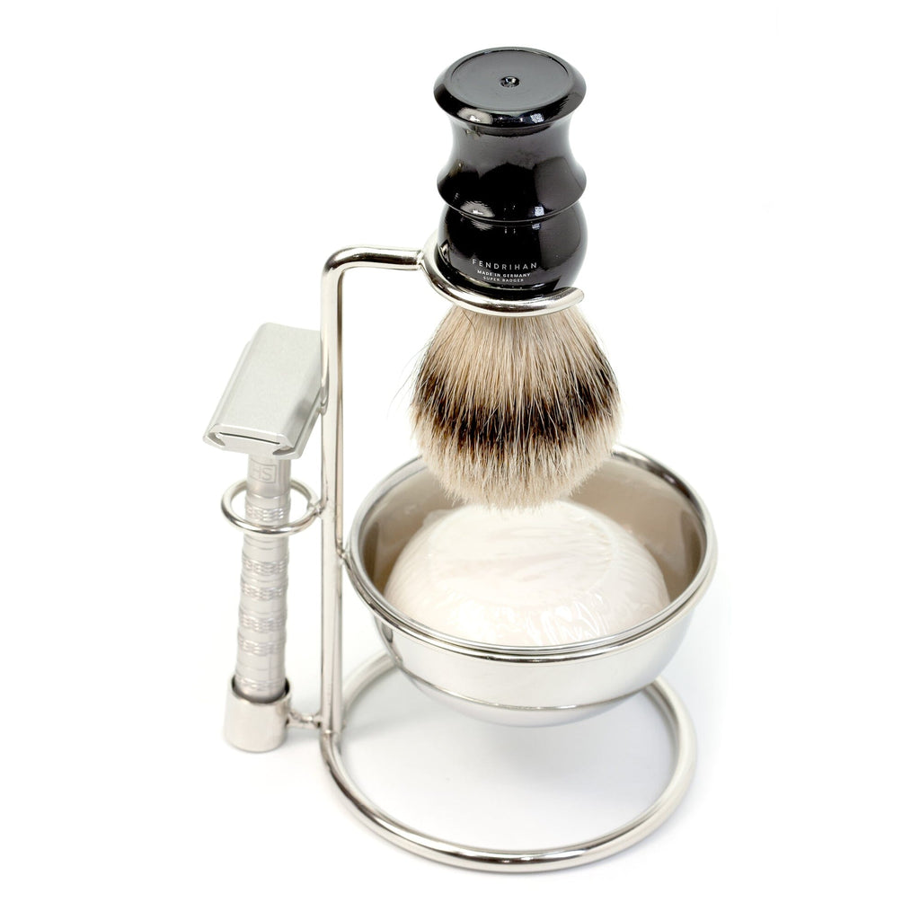 Fendrihan Nickel Plated Safety Razor and Brush Stand with Bowl Shaving Stand Fendrihan 