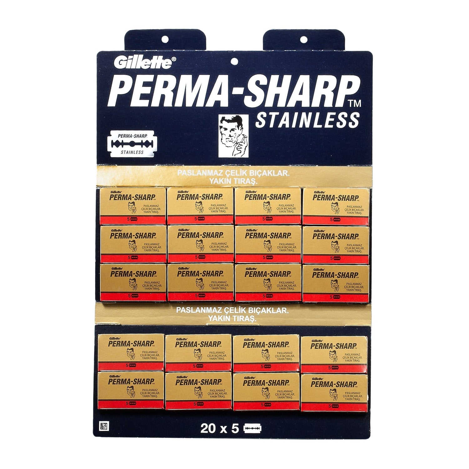 Gillette Perma-Sharp Stainless Safety Razor Blades Razor Blades Gillette 100 Blade Pack 