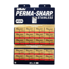 Gillette Perma-Sharp Stainless Safety Razor Blades Razor Blades Gillette 100 Blade Pack 