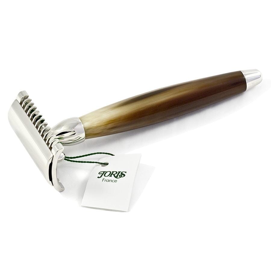 Scratch and Dent Fendrihan Joris Palladium Plated Classic Double-Edge Safety Razor, Genuine Horn Handle (Scratched Top Plate) 