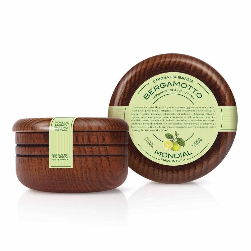 Mondial's Bergamot & Neroli Shaving Cream in Wood Bowl Shaving Cream Mondial 