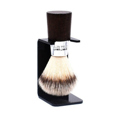 Parker Synthetic Shave Brush and Stand, Walnut/Chrome Handle Shaving Brush Parker Razors 