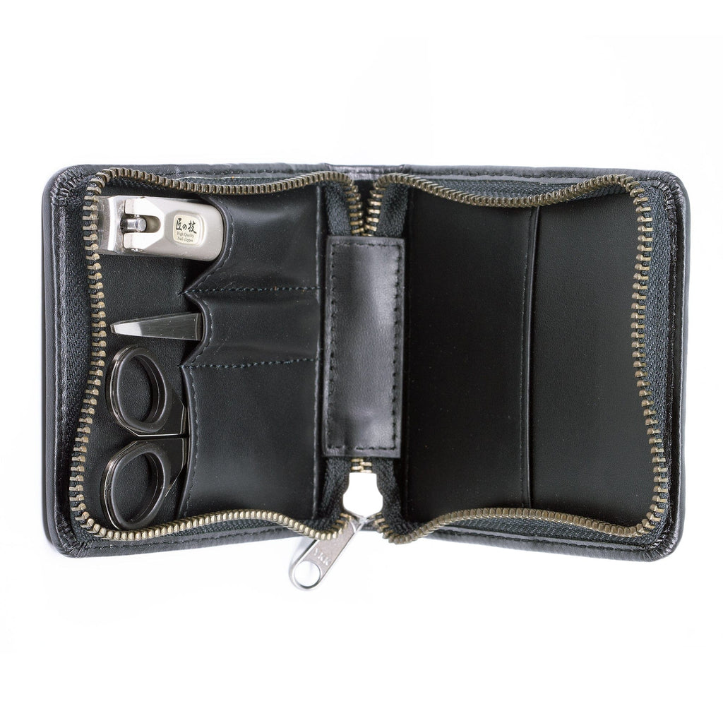 Seki Edge Craftsman 3-Piece Luxury Grooming Kit, Black Leather Zip Case Manicure Set Seki Edge 