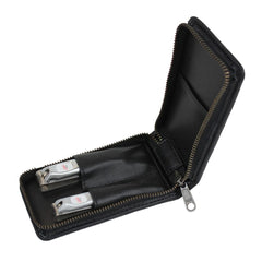 Seki Edge Craftsman 2-Piece Luxury Grooming Kit, Black Leather Zip Case Manicure Set Seki Edge 