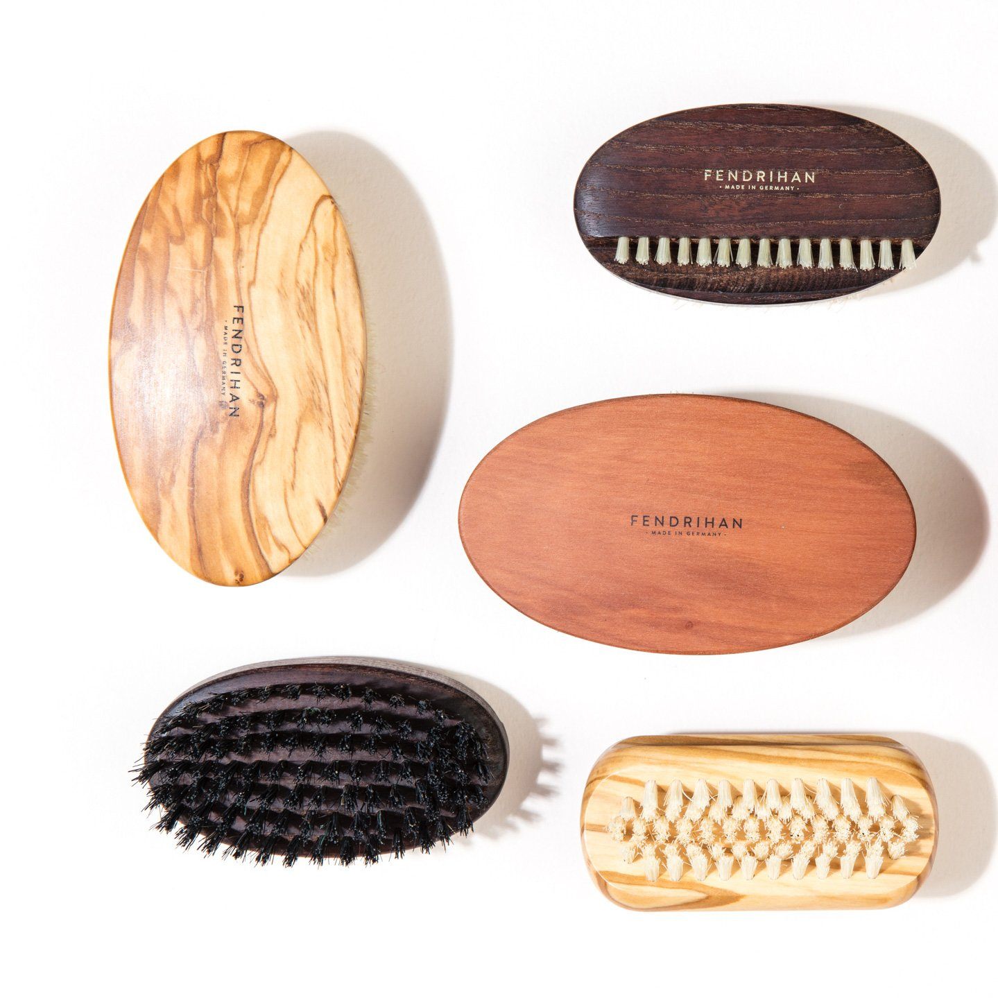 Men's Olivewood Military Hairbrush with Soft Light Bristles - Made in Germany Hair Brush Fendrihan 