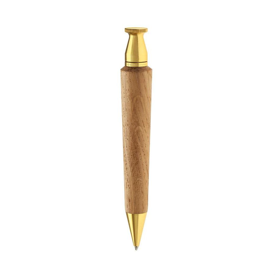 e+m Holzprodukte ‘Queen’ Wooden Ballpoint Pen Ball Point Pen e+m Holzprodukte Light Oak/Brass 
