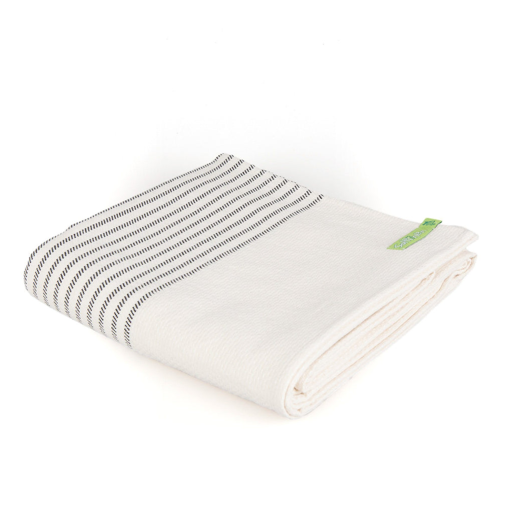 A Grupė Soft Linen Bath Towel, Ivory with Black Stripes Towel A Grupė 