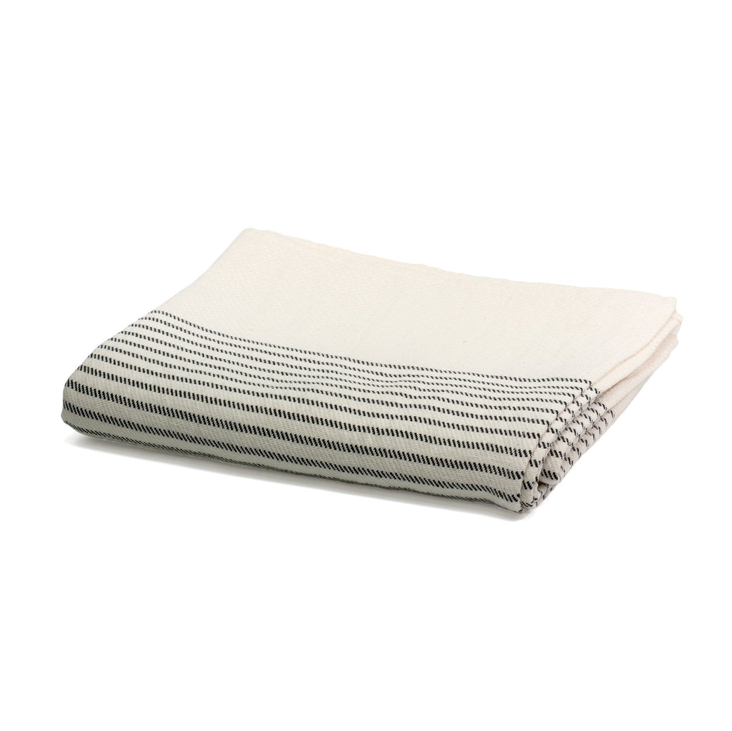A Grupė Soft Linen Towel, Ivory with Black Stripes Towel A Grupė Bath Towel (100 x 210 cm) 