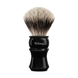 Vie-Long Silvertip Two-Band Badger Hair Shaving Brush, Black Acrylic Handle Badger Bristles Shaving Brush Vie-Long 