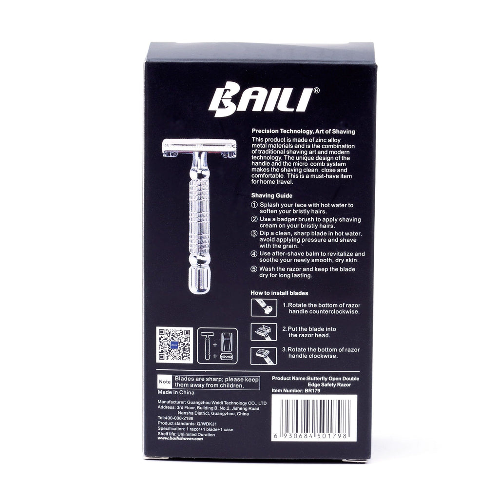BAILI Butterfly Razor Travel Set with Case, Chrome — Fendrihan Canada