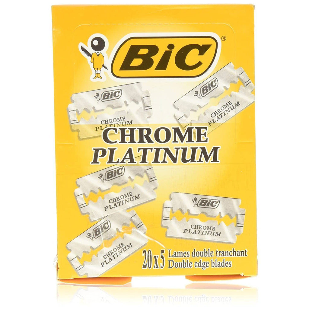 BIC Chrome Platinum Double-Edge Safety Razor Blades Razor Blades Other 100 Blade Pack 