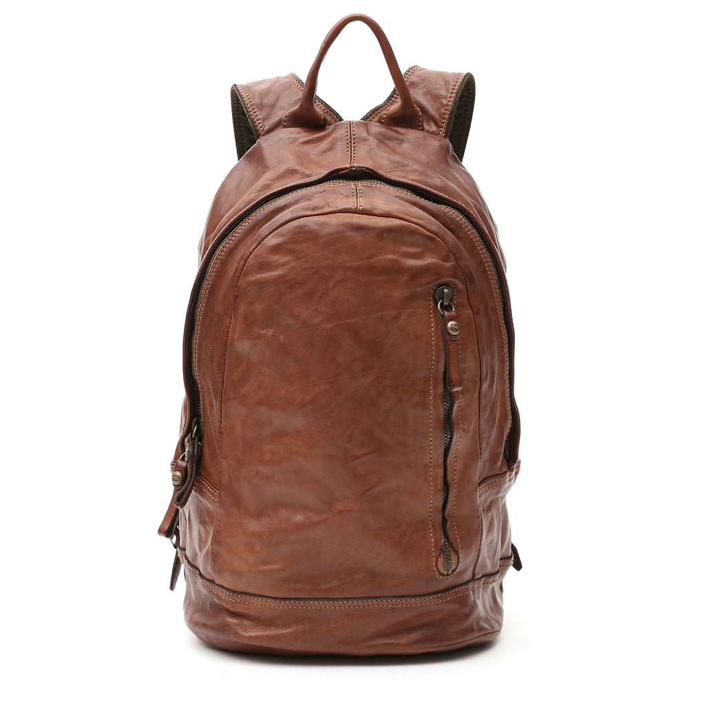 Campomaggi Leather Backpack with Front Zip Backpack Campomaggi Cognac 