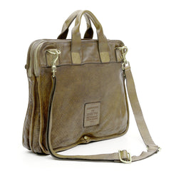 Campomaggi Leather Hexagonal Briefcase, Military Green Leather Briefcase Campomaggi 