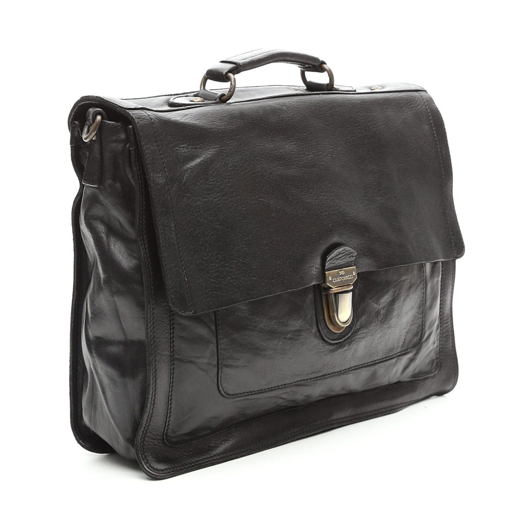 Campomaggi Leather Professional Carry Bag, Black Leather Briefcase Campomaggi 