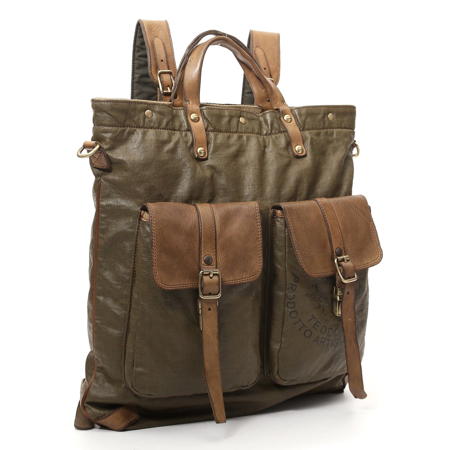 Campomaggi Vitrus Shopping Backpack, Teodorano Fabric and Leather Backpack Campomaggi 