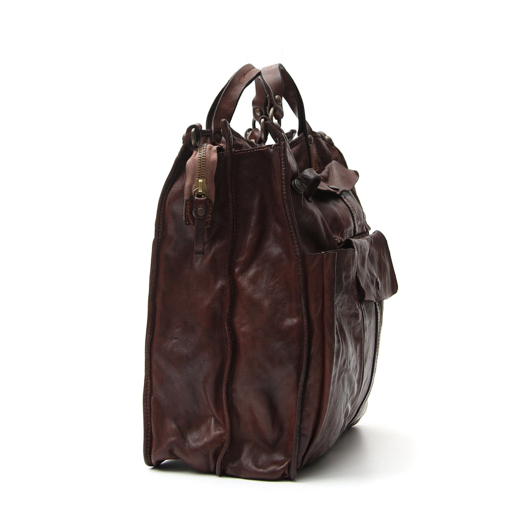 Campomaggi C1900 Large Shopper Leather Bag, Dark Brown Leather Messenger Bag Campomaggi 