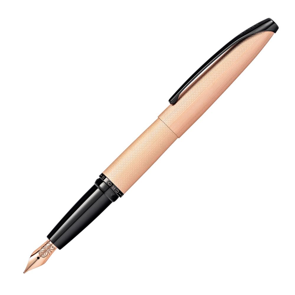 CROSS AXT Fountain Pen with Etched Diamond Patter, Stainless Steel Nib & PVD Coating Fountain Pen CROSS Brushed Rose Gold 