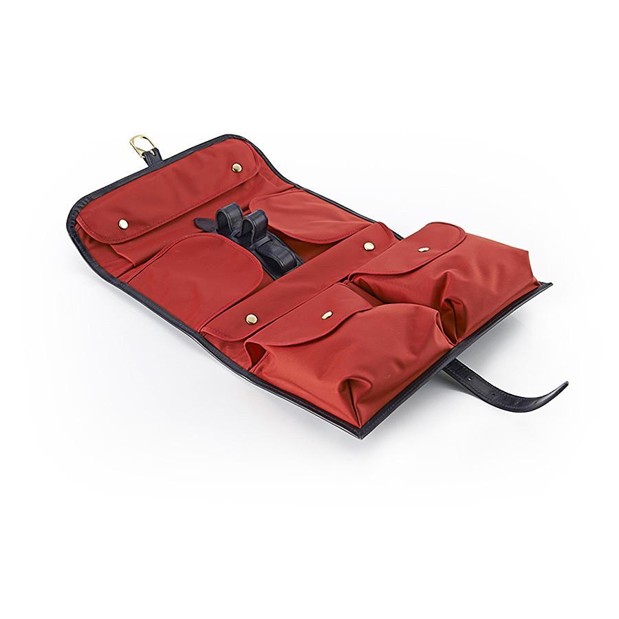 Daines & Hathaway Military Wet Pack, Navy Bridle Leather with Red Lining Grooming Travel Case Discontinued 