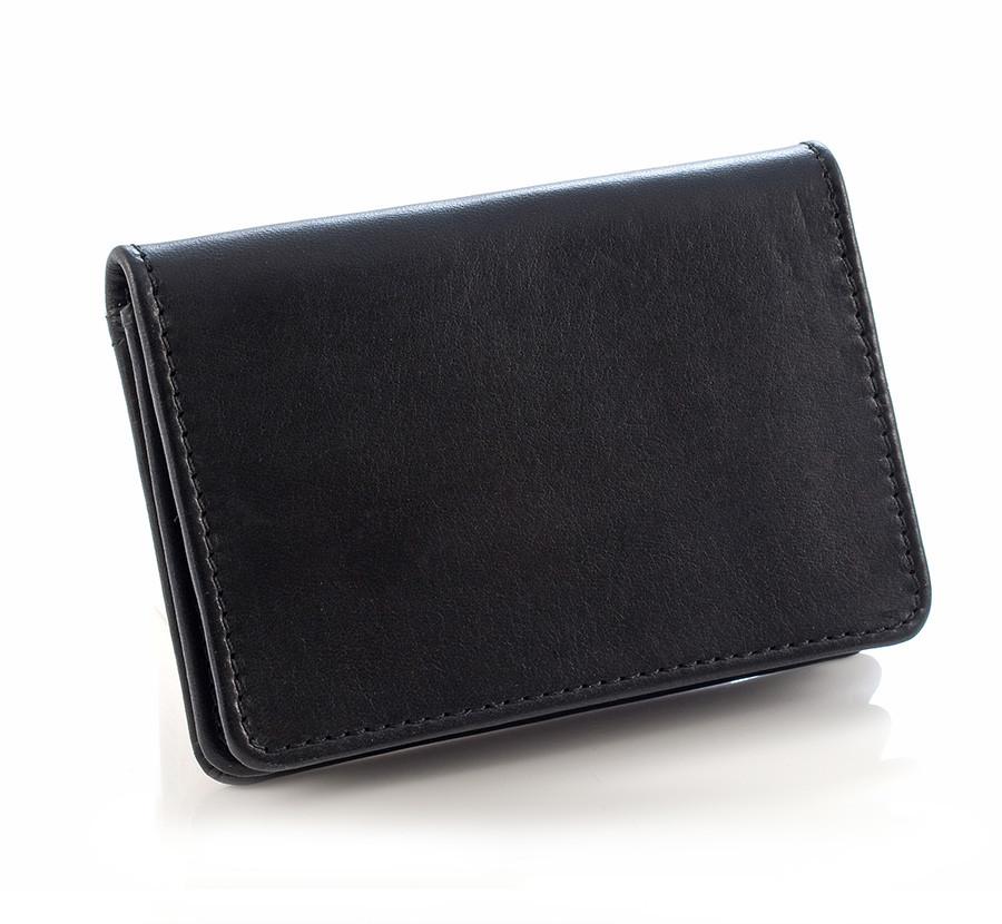 Daines & Hathaway Bridle Hide Business Card Case, Black Leather Wallet Daines & Hathaway 