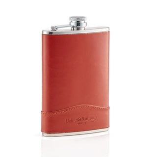 Daines & Hathaway 8oz Hip Flask with Collar, Bridle Chestnut Tan Flask Daines & Hathaway 