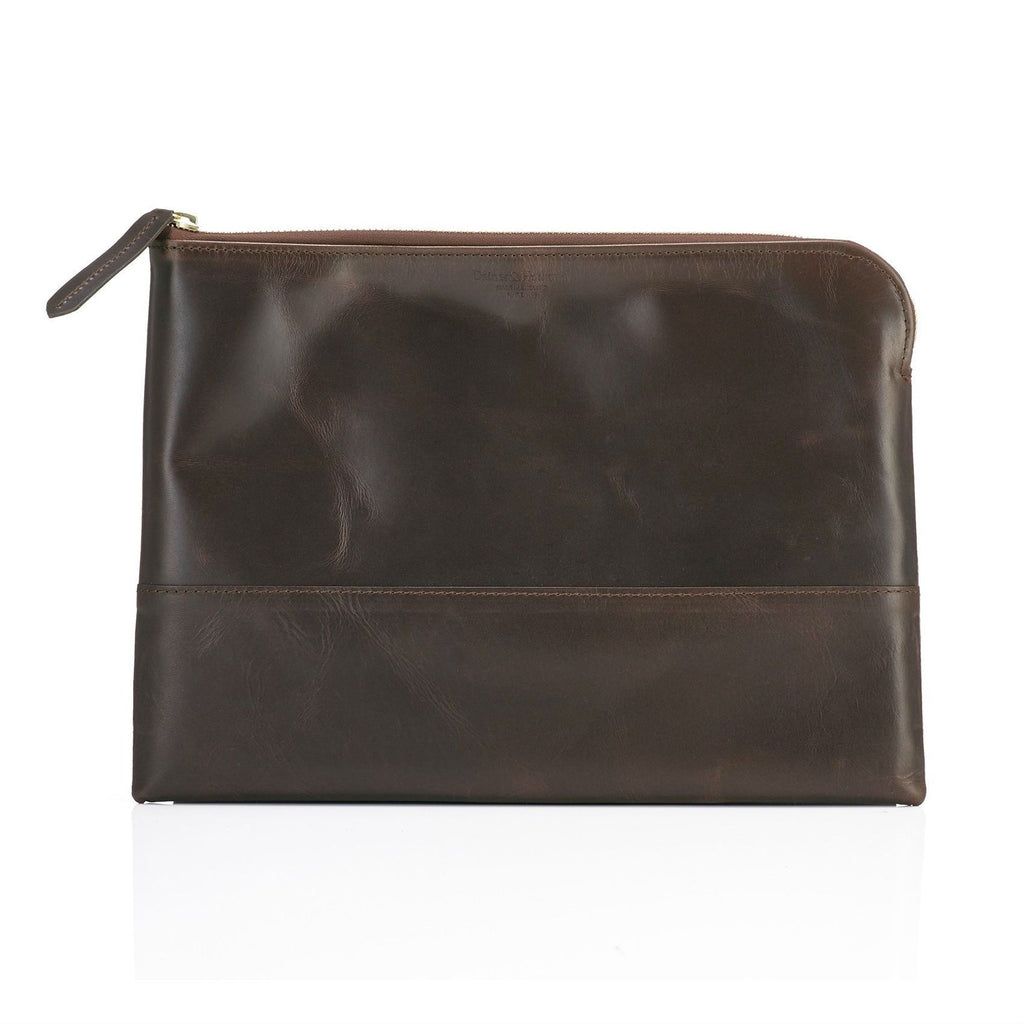 Daines & Hathaway Large Leather Pouch, Brooklyn Gunsmoke Leather Document Pouch Daines & Hathaway 