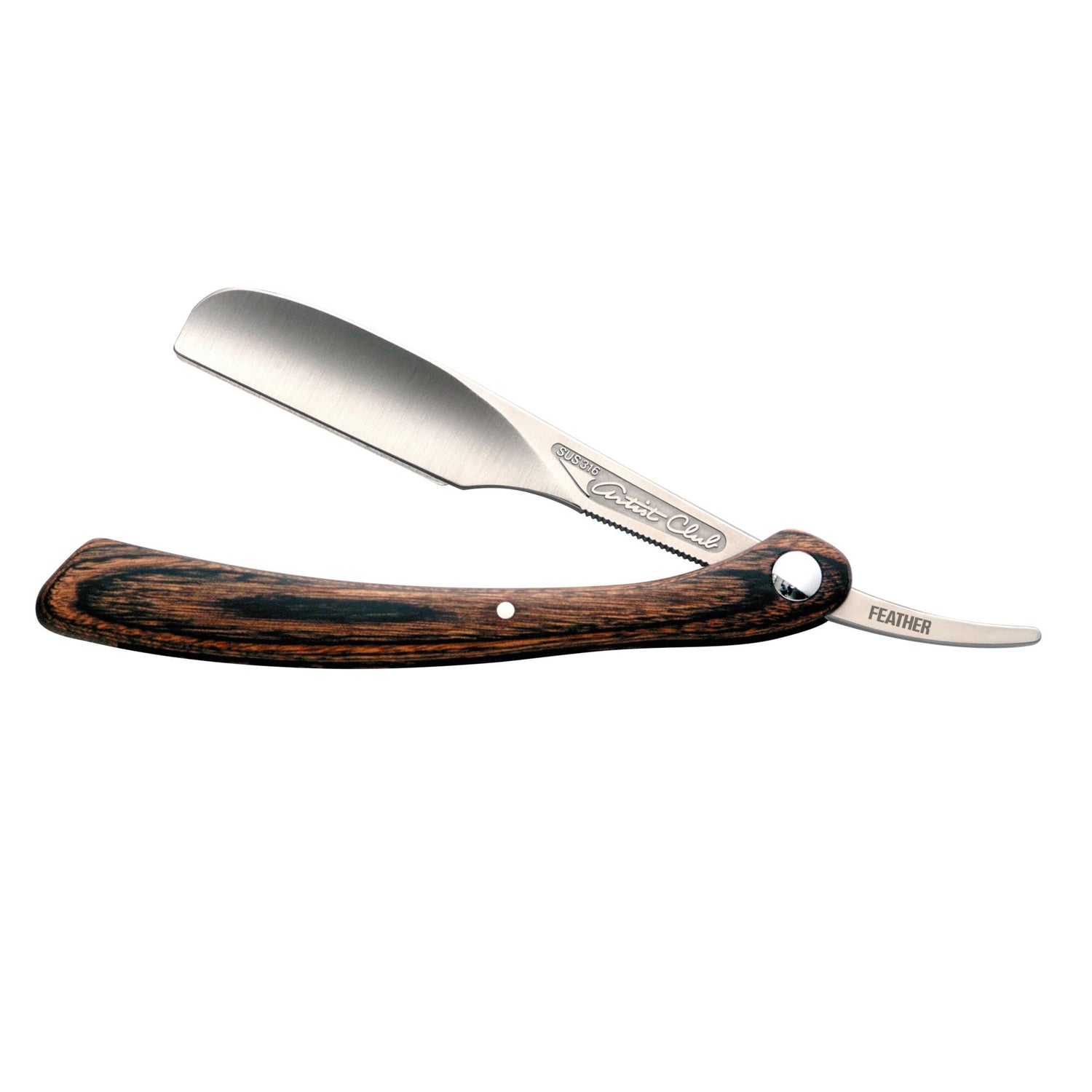 Feather Artist Club DX Maintenance-free Straight Razor, Wooden Handle Straight Razor Feather 
