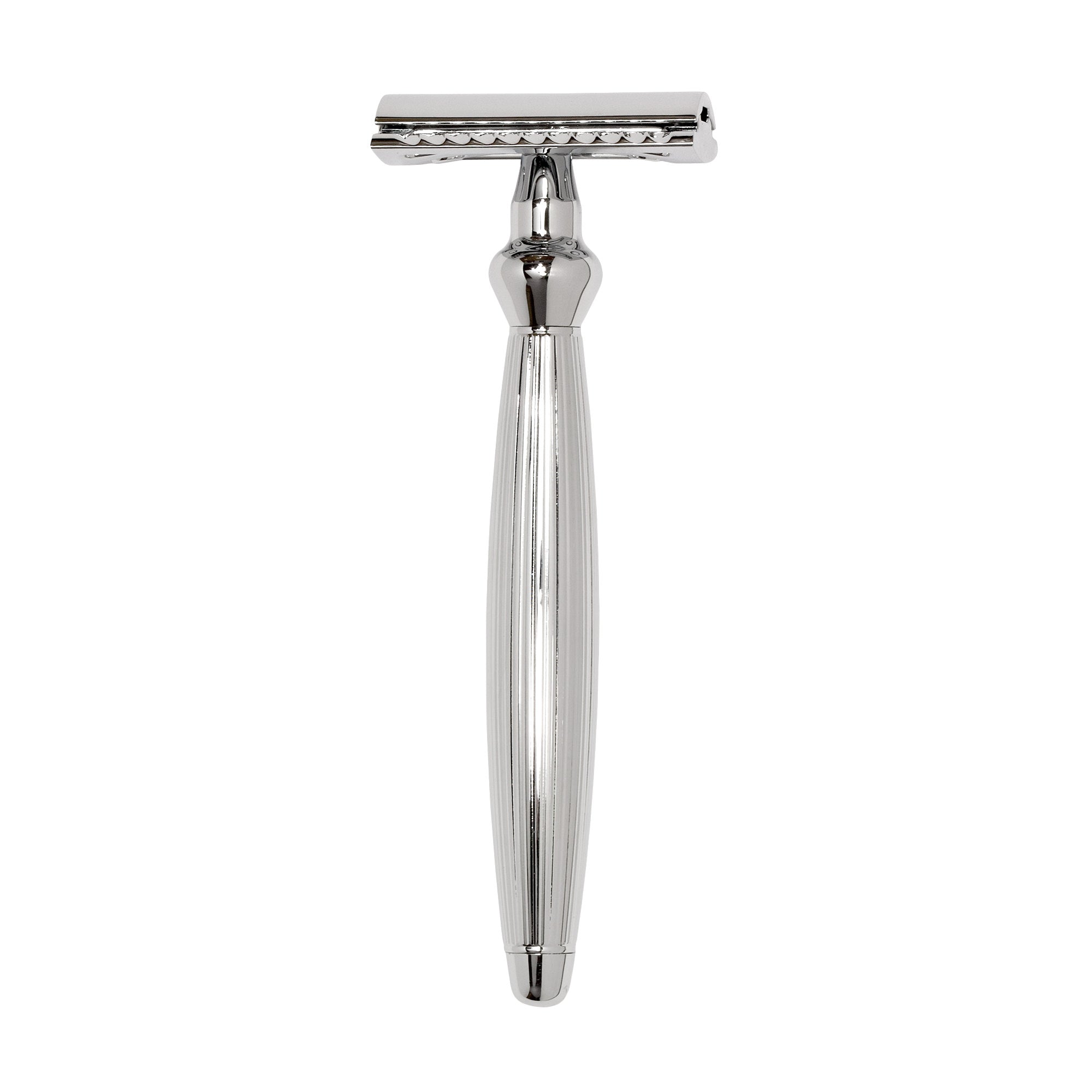 Edwin Jagger Bulbous Classic Double-Edge Razor, Lined Chrome Handle ...
