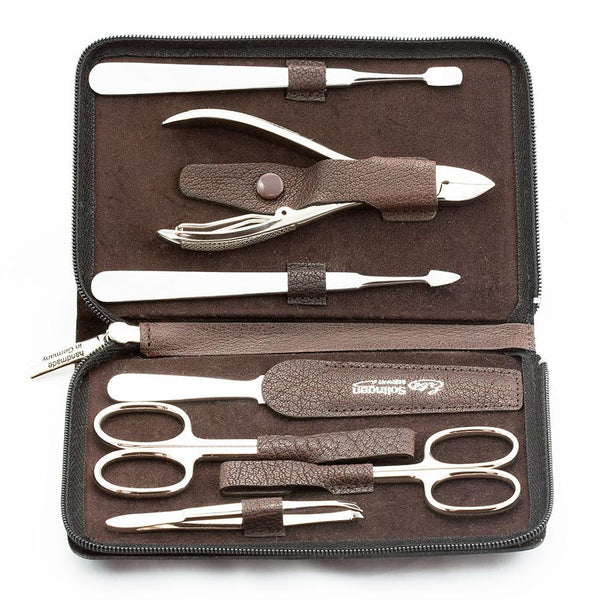 Erbe Solingen 7-Piece Manicure Set, Water Buffalo Leather Zip Case