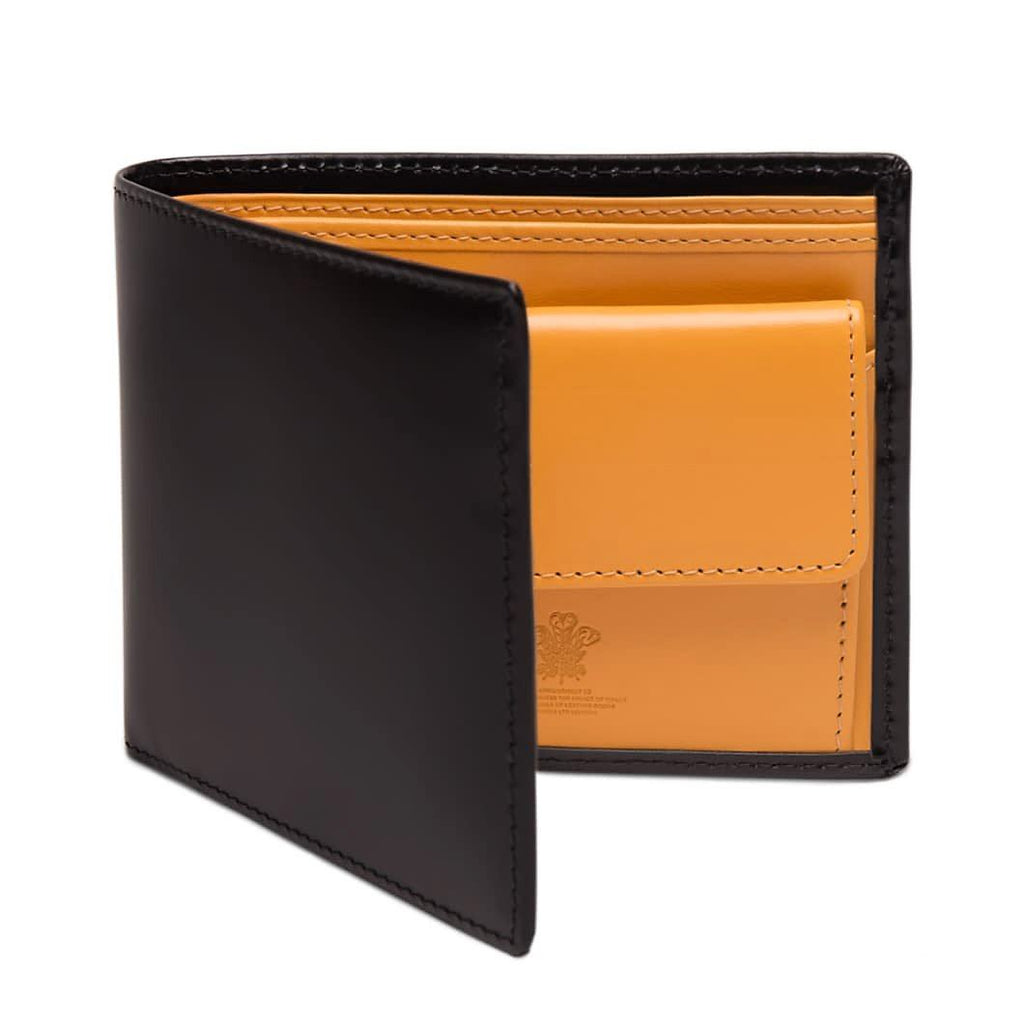 Ettinger Bridle Hide Billfold with 3 Credit Card Slots and Coin Purse Leather Wallet Ettinger Black 