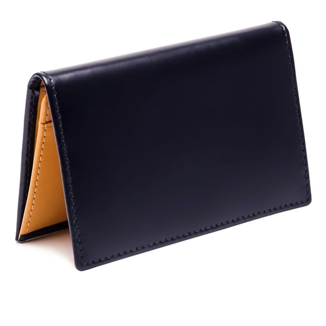 Ettinger Bridle Hide Business Card Case Leather Wallet Ettinger Navy 