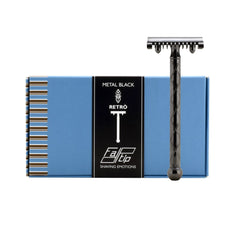 Fatip Black Metal Retro Original Safety Razor, Made in Italy Double Edge Safety Razor Fatip 