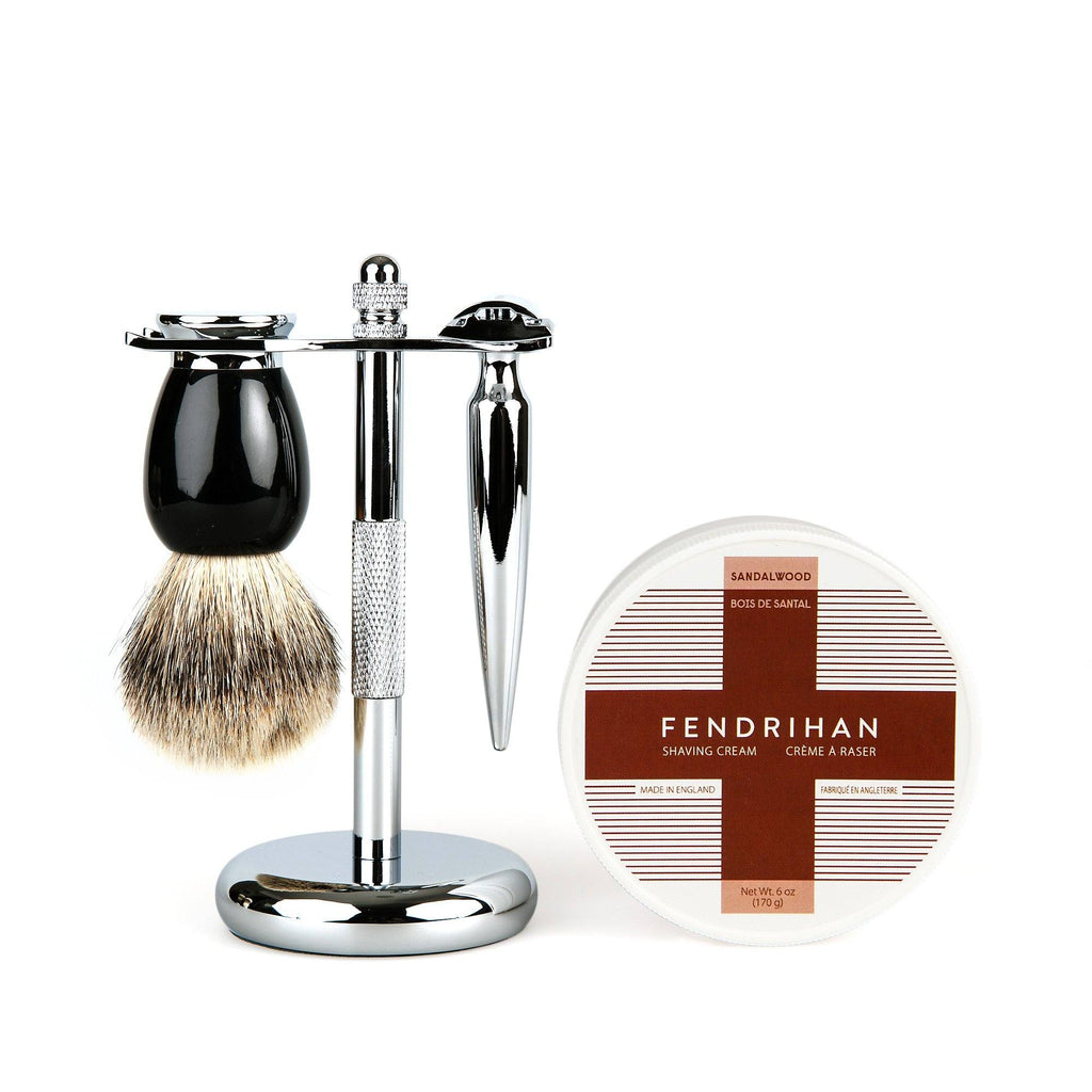 Fendrihan 4-Piece Wet Shaving Set with Safety Razor and Badger Shaving Brush, Save $30 Shaving Set Fendrihan Cannon Black Sandalwood