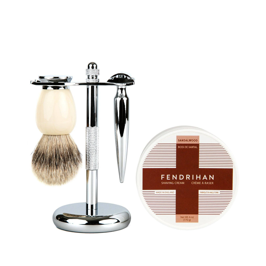 Fendrihan 4-Piece Wet Shaving Set with Safety Razor and Badger Shaving Brush, Save $30 Shaving Set Fendrihan Cannon Ivory Sandalwood