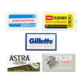 50pc Razor Blade Sampler: Personna, Feather, Gillette, Astra and Tiger Platinum Razor Blades Fendrihan 