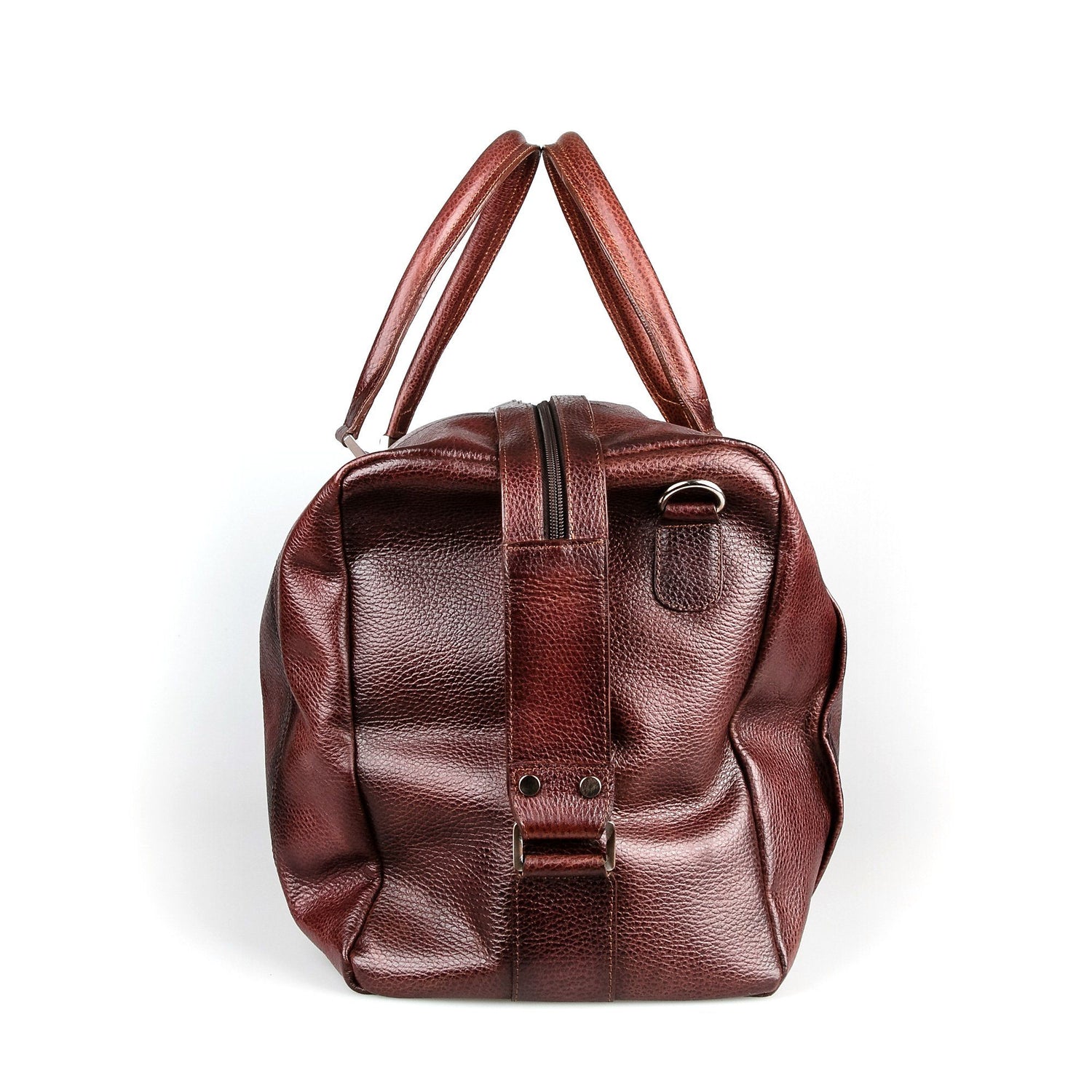 Fendrihan Pebbled Leather Travel Bag, Brandy Leather Briefcase Fendrihan 