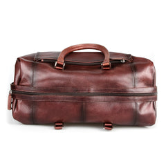 Fendrihan Pebbled Leather Travel Bag, Brandy Leather Briefcase Fendrihan 