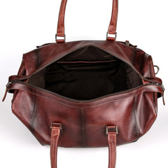Fendrihan Pebbled Leather Travel Bag, Brandy Leather Briefcase Fendrihan 