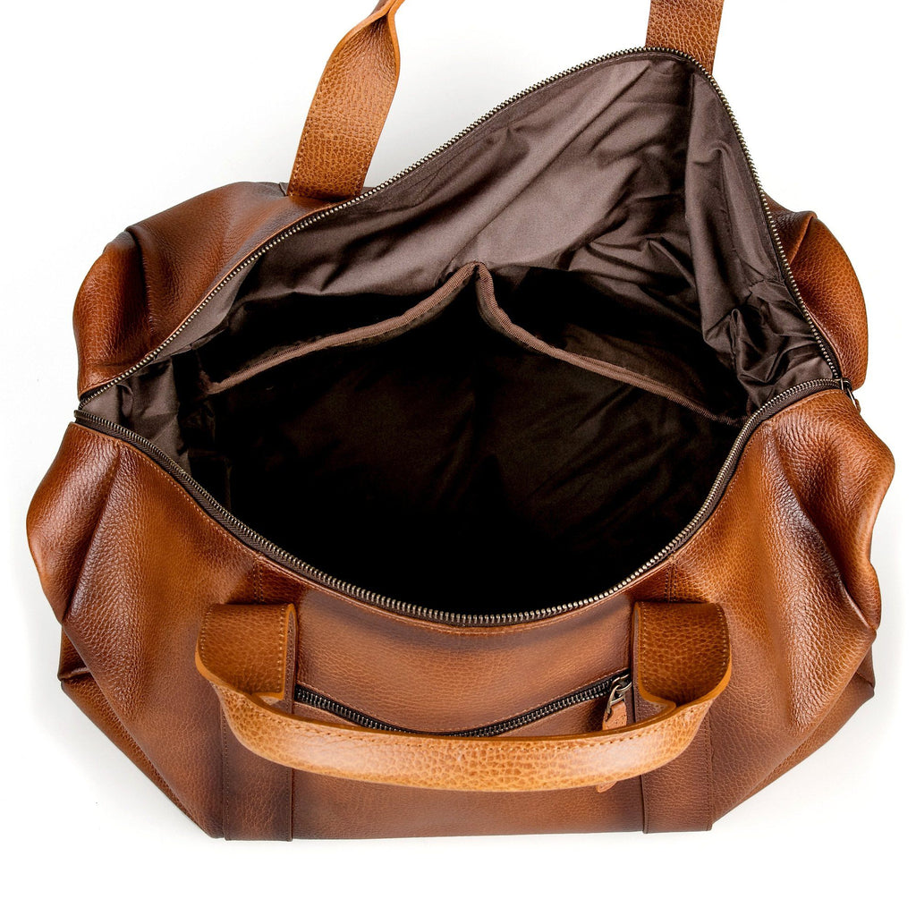 Fendrihan Pebbled Leather Travel Bag, Cognac Leather Briefcase Fendrihan 