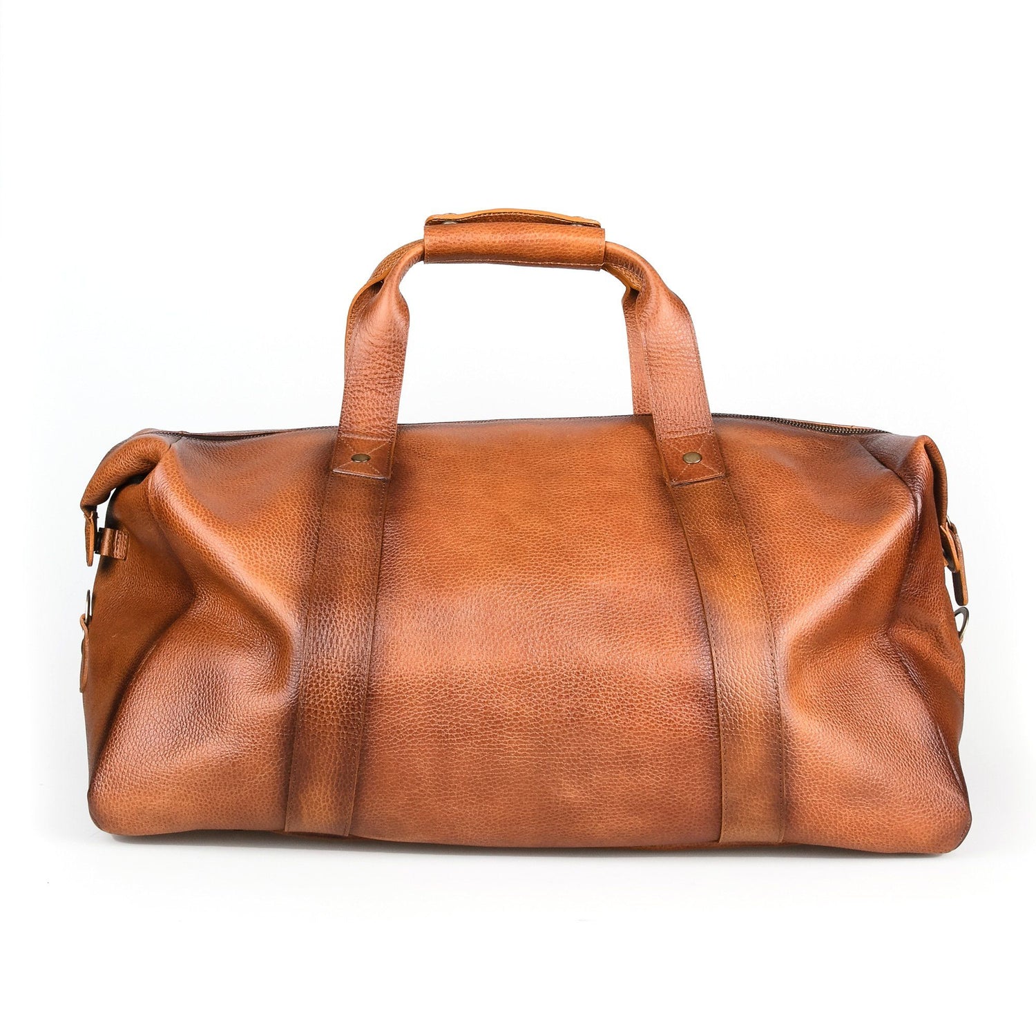 Fendrihan Pebbled Leather Travel Bag, Cognac Leather Briefcase Fendrihan 