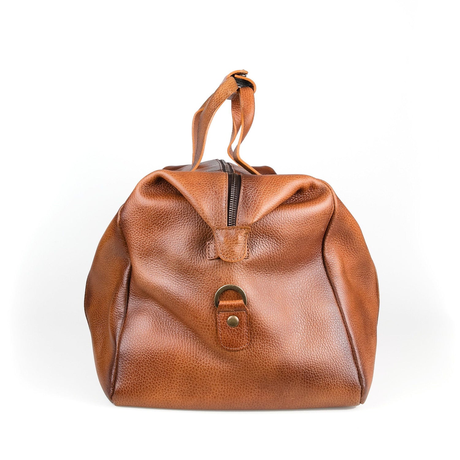 Fendrihan Pebbled Leather Travel Bag, Cognac Leather Briefcase Fendrihan 