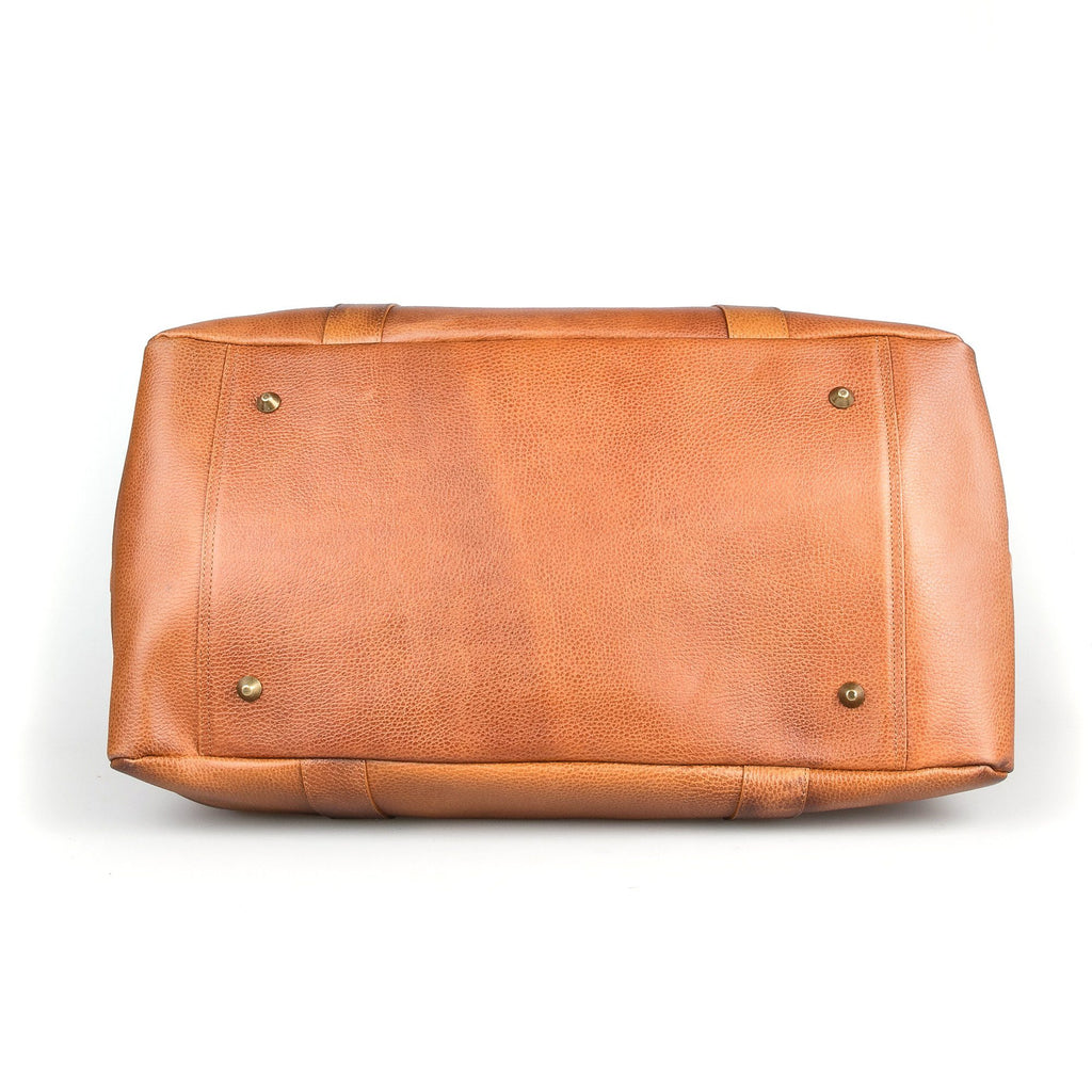 Fendrihan Pebbled Leather Travel Bag, Cognac Leather Briefcase Fendrihan 