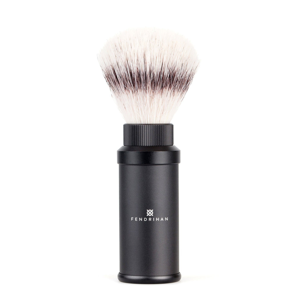Fendrihan Black Anodized Aluminum Travel Shaving Brush, Silvertip Fibre Synthetic Bristles Shaving Brush Fendrihan 