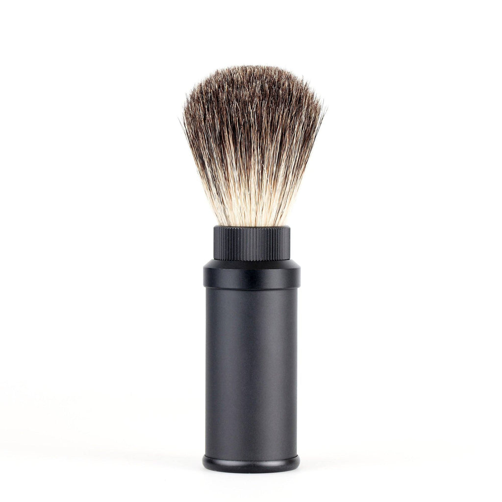 Fendrihan Black Anodized Aluminum Travel Shaving Brush, Pure Badger Badger Bristles Shaving Brush Fendrihan 