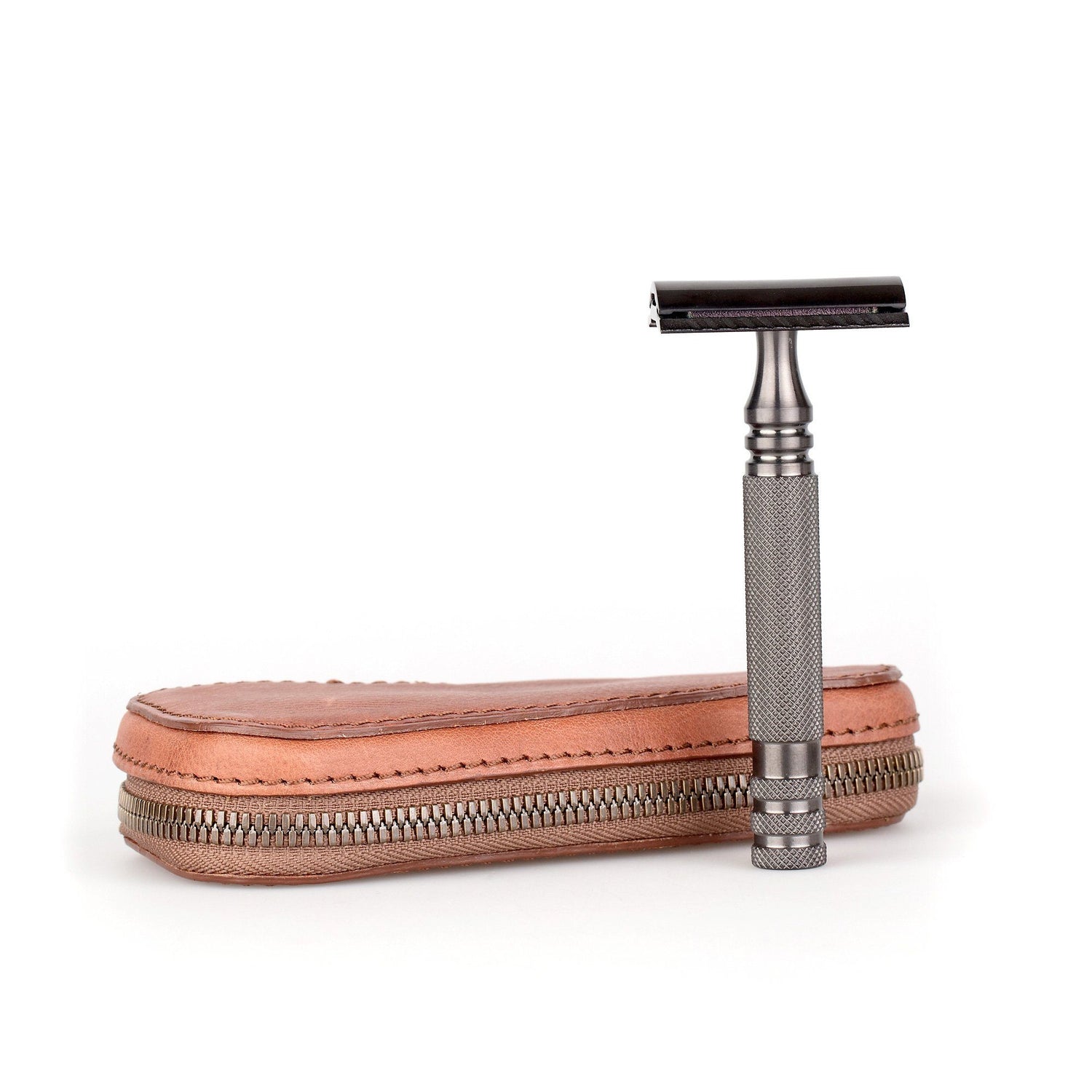 Fendrihan Leather Zip Safety Razor Case by Ruitertassen and Fendrihan Stainless Steel Razor, Save $10 Razor Case Fendrihan Ambassador Mk II PVD Coated 