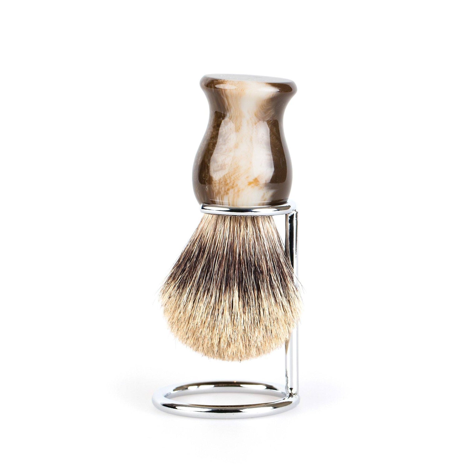 Fendrihan Classic Pure Grey Badger Shaving Brush & Metal Stand Badger Bristles Shaving Brush Fendrihan Faux Horn 